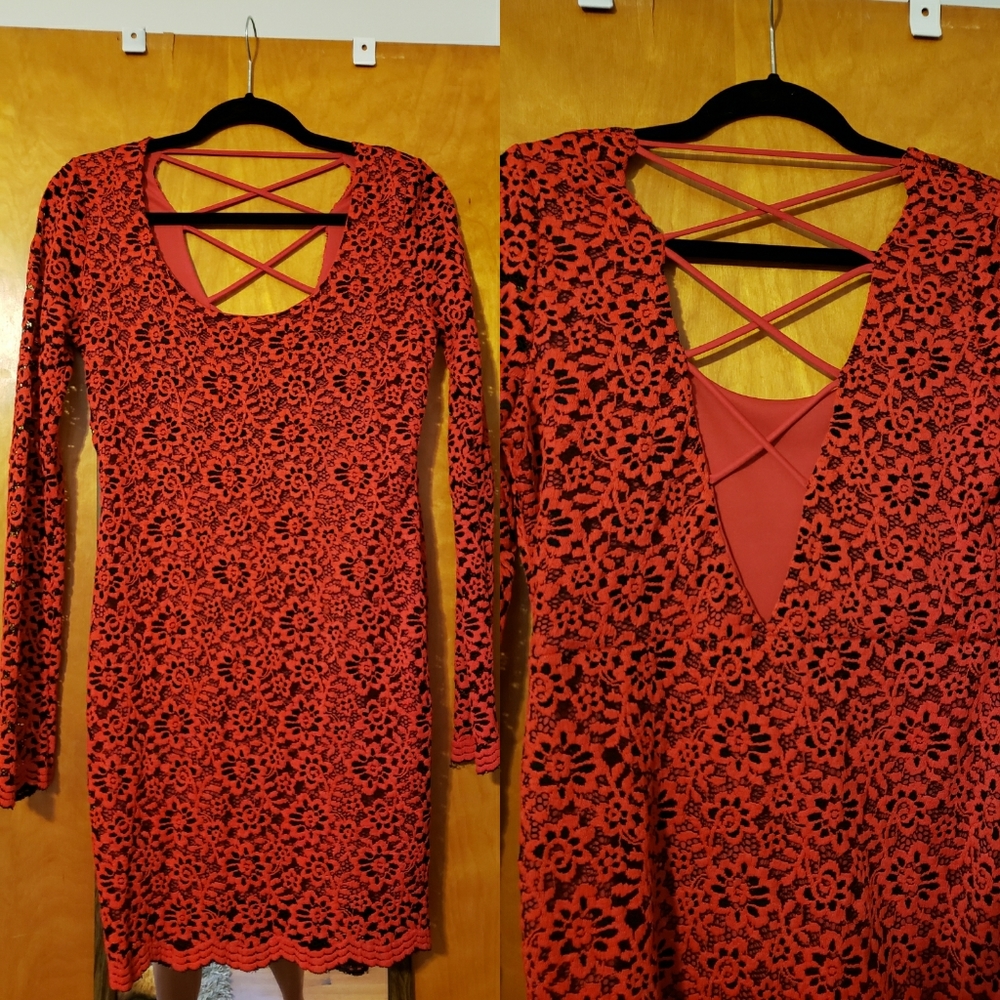 Red lace dress